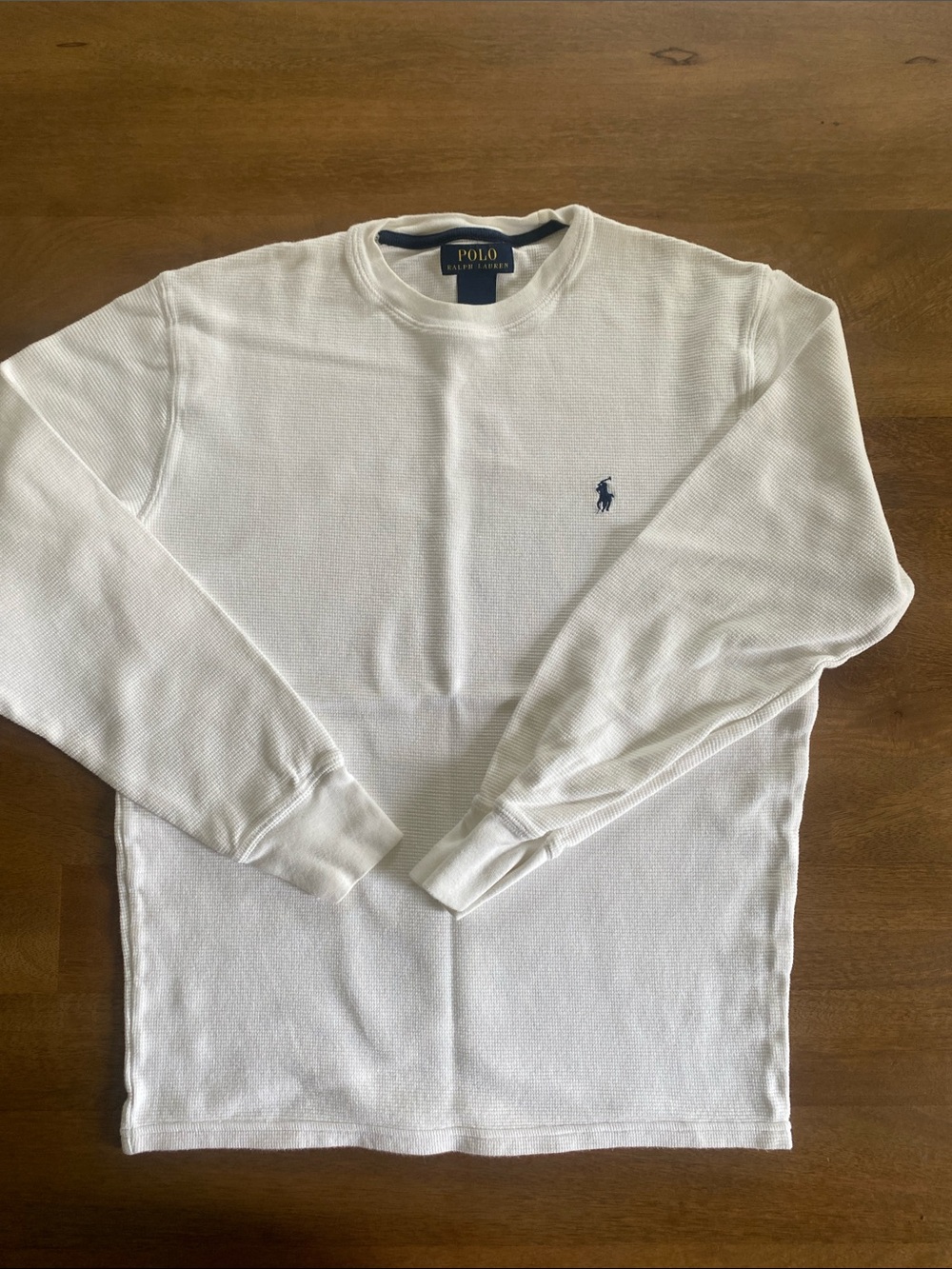 Polo by Ralph Lauren White Thermal Crew with Navy Trim